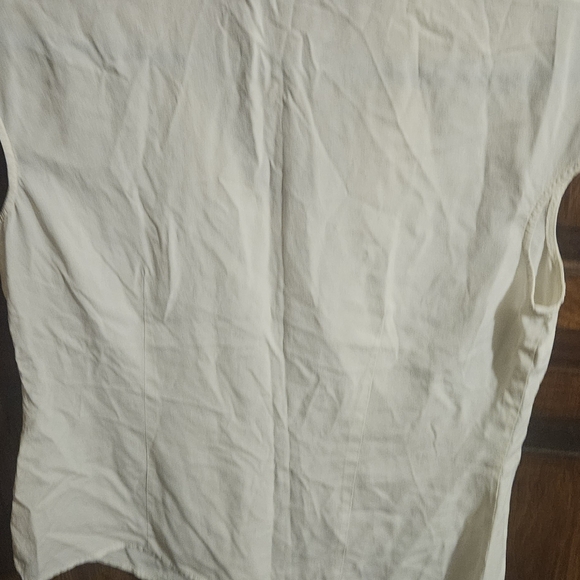 St. John Tie Neck Women's Blouse Sz 8 Ivory Silk Spandex Blend Casual Summer - Picture 5 of 6